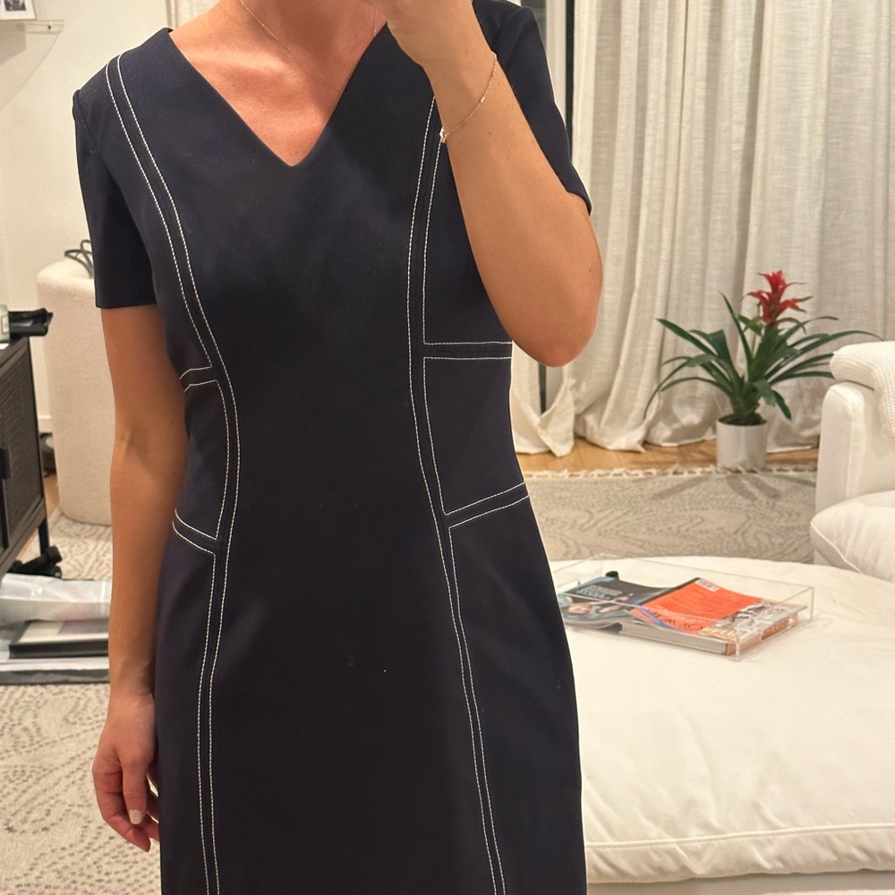BRooks brothers navy and white stitch shift dress